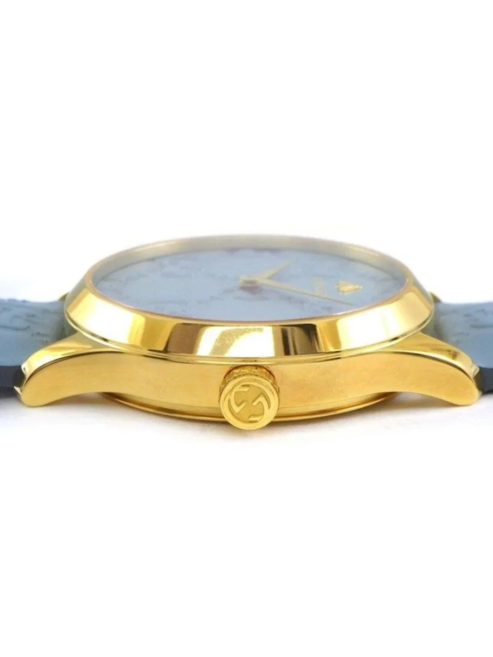 Gucci Watch G-Timeless 126.4 Blue Dial SS Leather Strap Quartz Analog